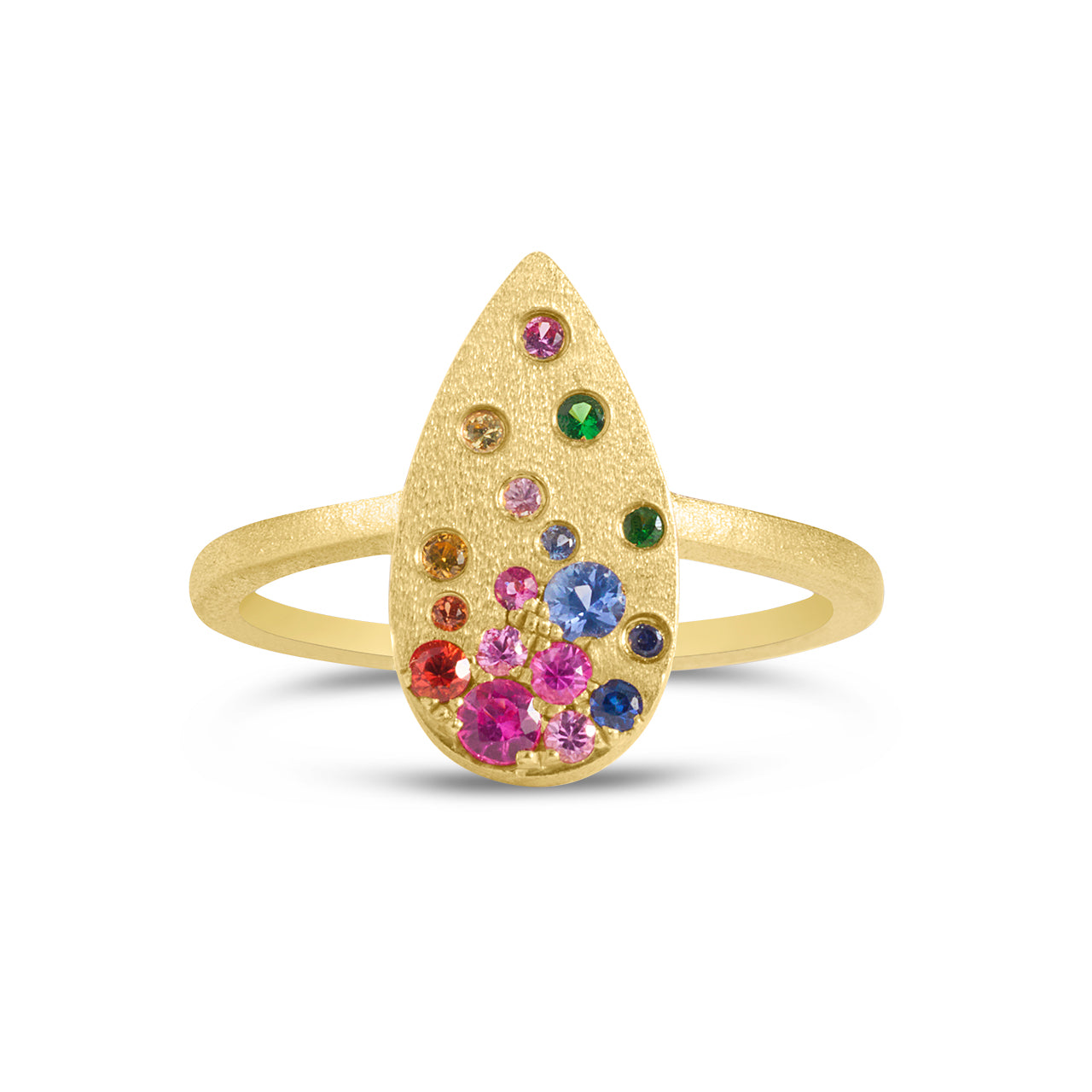 Rainbow Sapphire Confetti Pear Ring