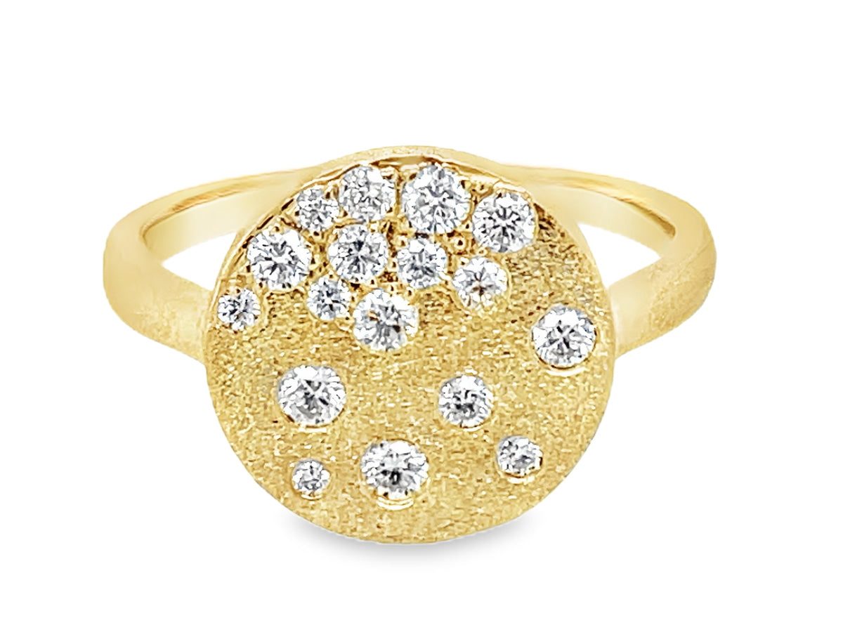 DIAMOND FLUSH SET DISC RING, 12MM, SATIN FINISH