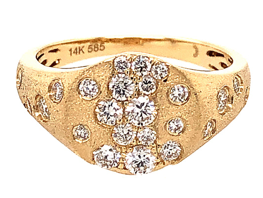 DIAMOND SCATTERED OVAL FLUSH SET RING