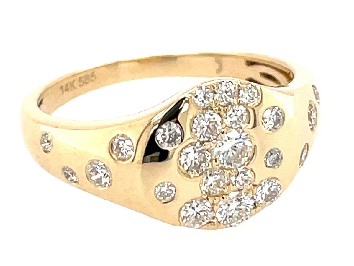 DIAMOND SCATTERED OVAL FLUSH SET RING, 14KY (N)