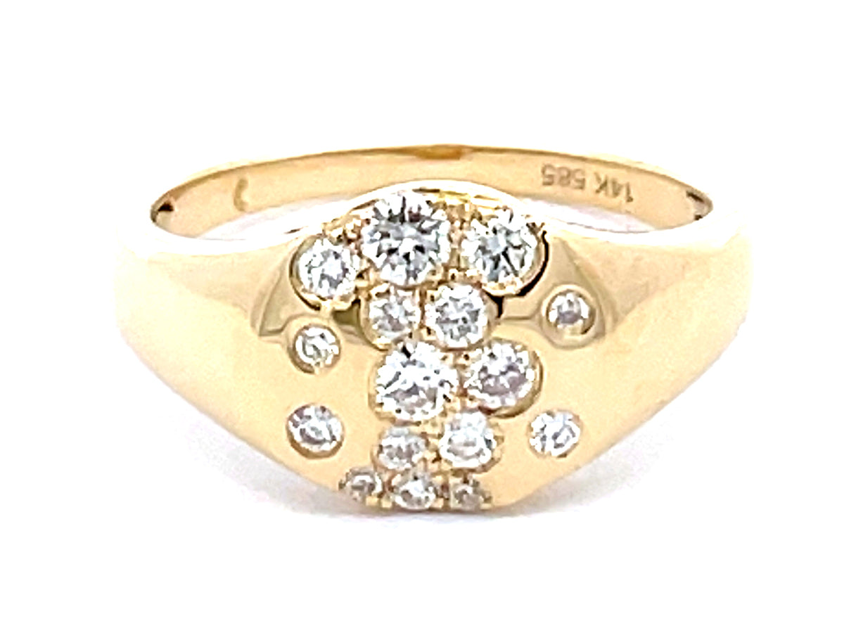 DIAMOND FLUSH PINKY RING, SIZE 4, SATIN FINISH, 14KY (N)