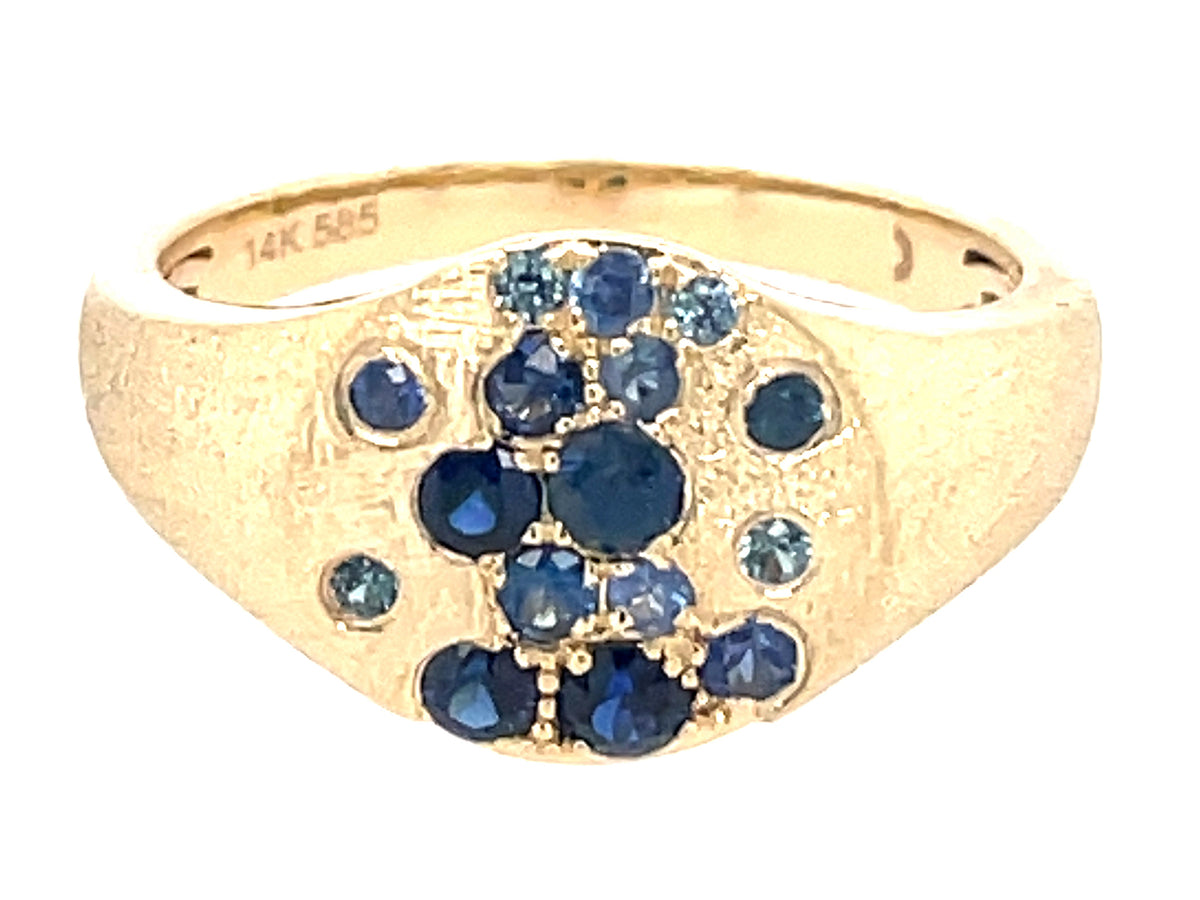 SAPPHIRE FLUSH RING, SATIN FINISH, 14KY (H)