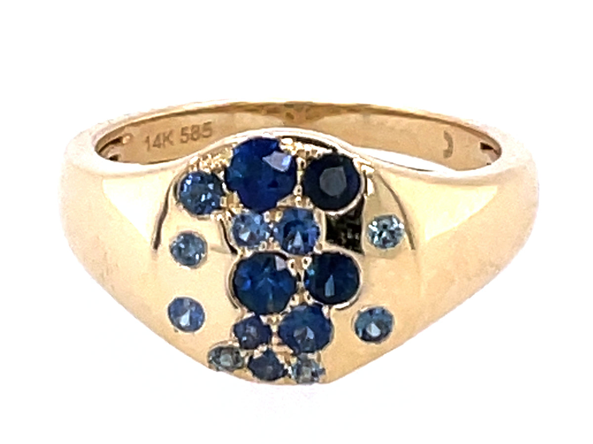 SAPPHIRE FLUSH PINKY RING, SIZE 4, 14KY (H)