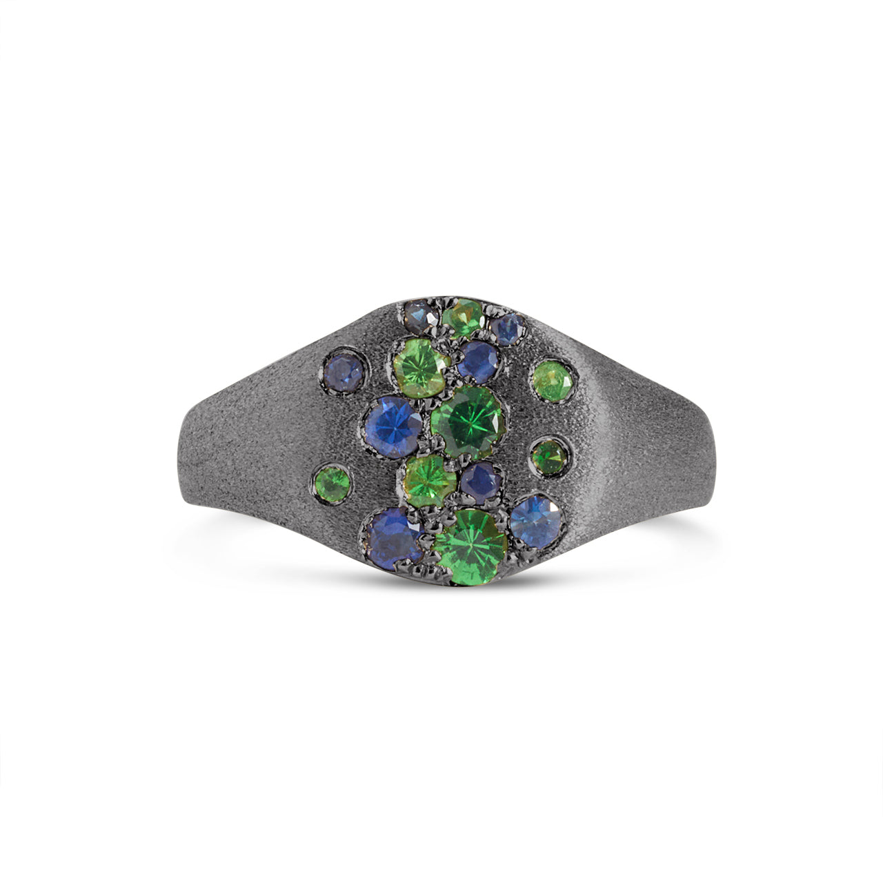 Sapphire & Tsavorite Confetti Signet Ring