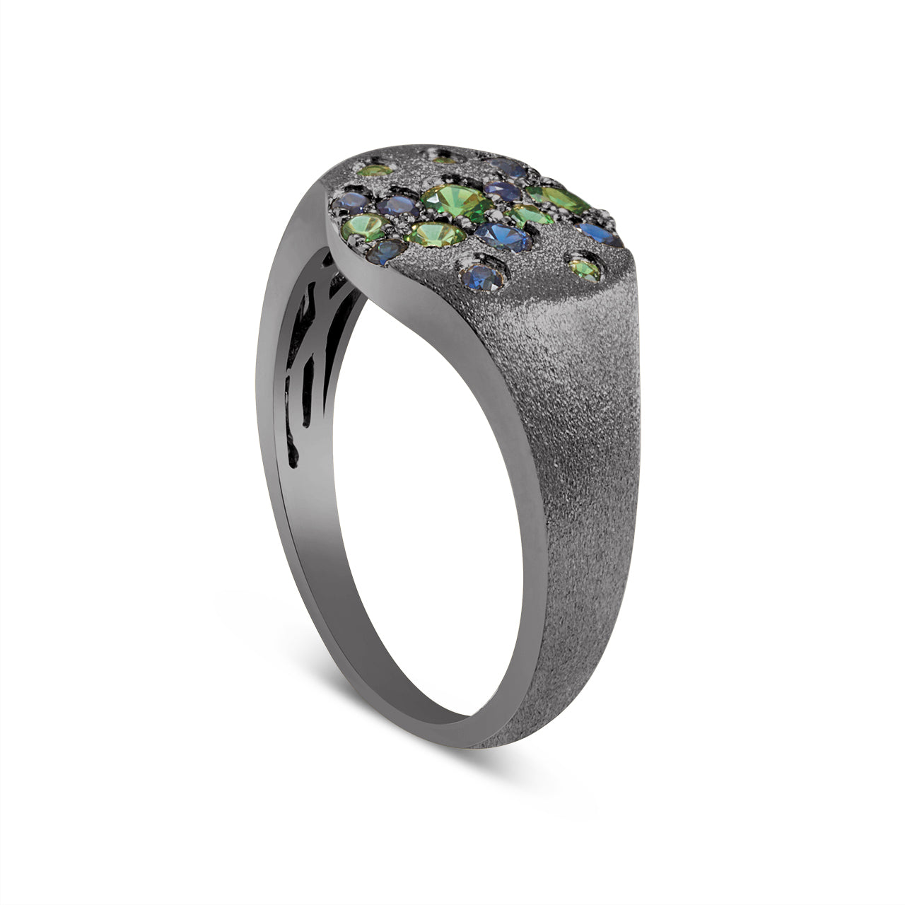 Sapphire & Tsavorite Confetti Signet Ring