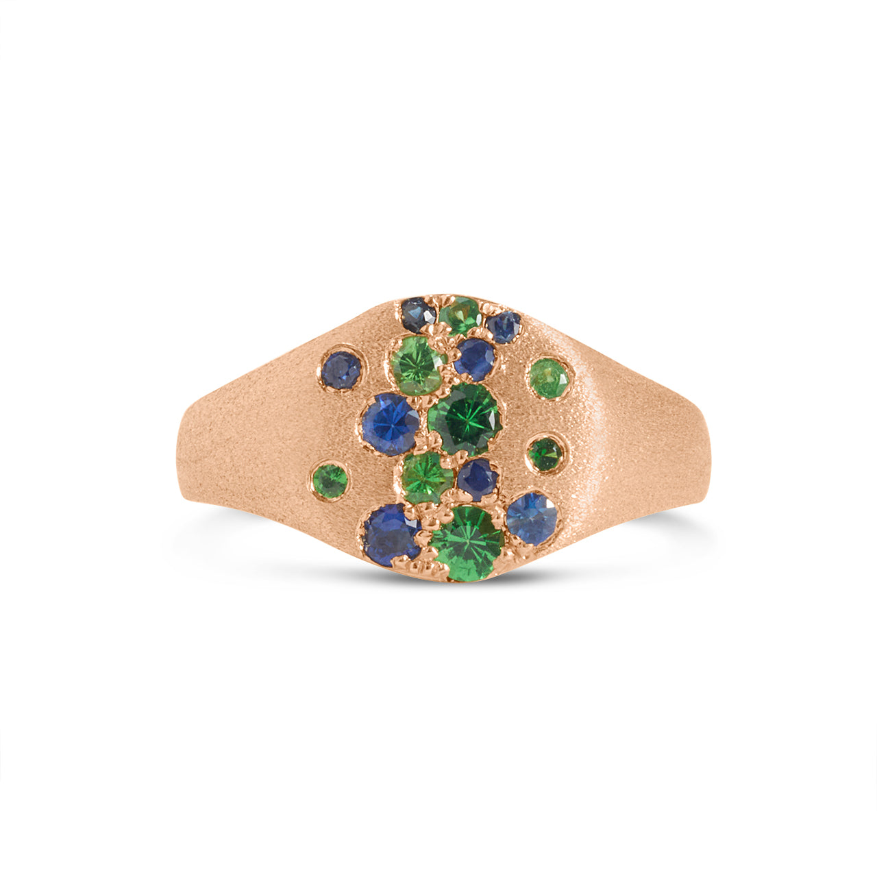 Sapphire & Tsavorite Confetti Signet Ring