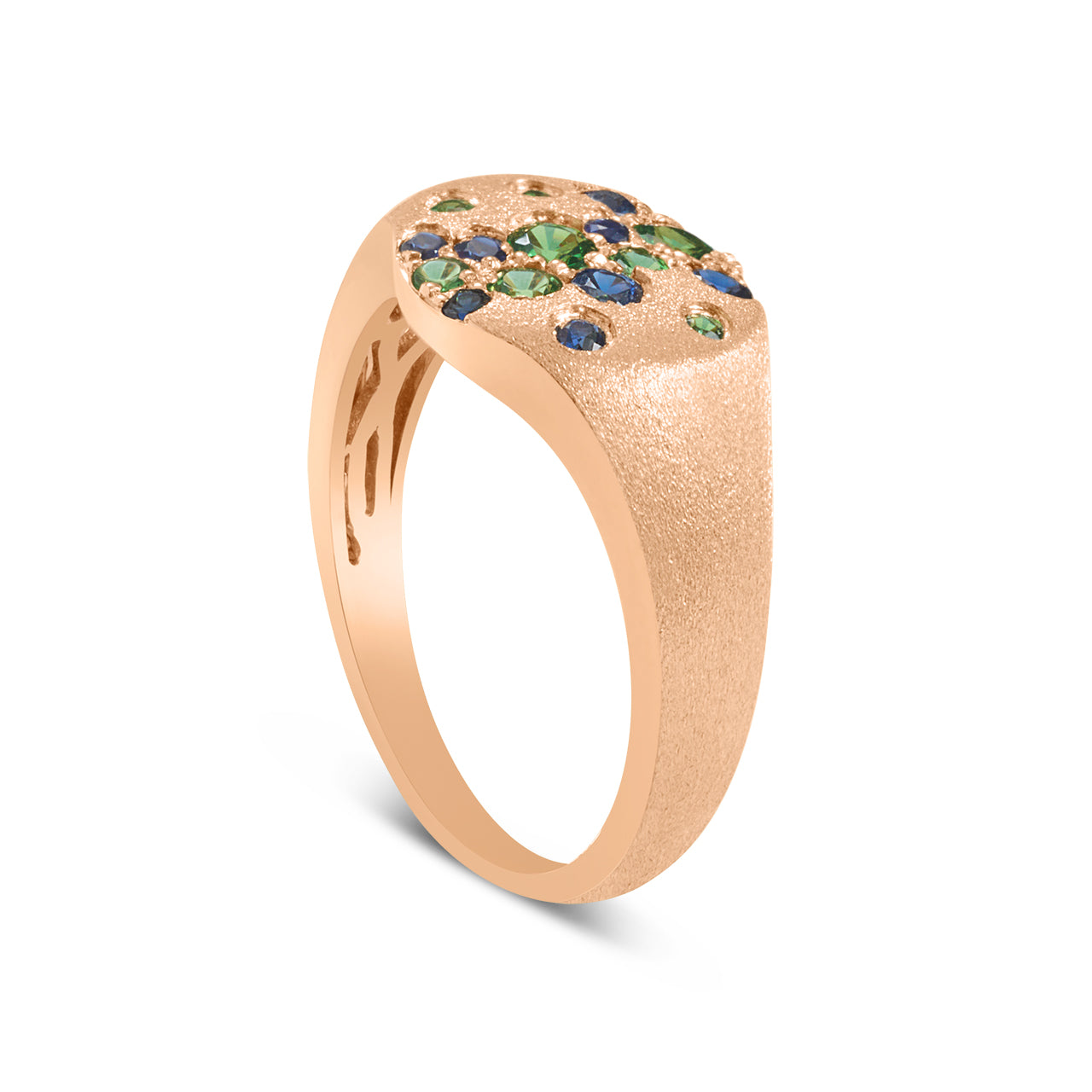 Sapphire & Tsavorite Confetti Signet Ring