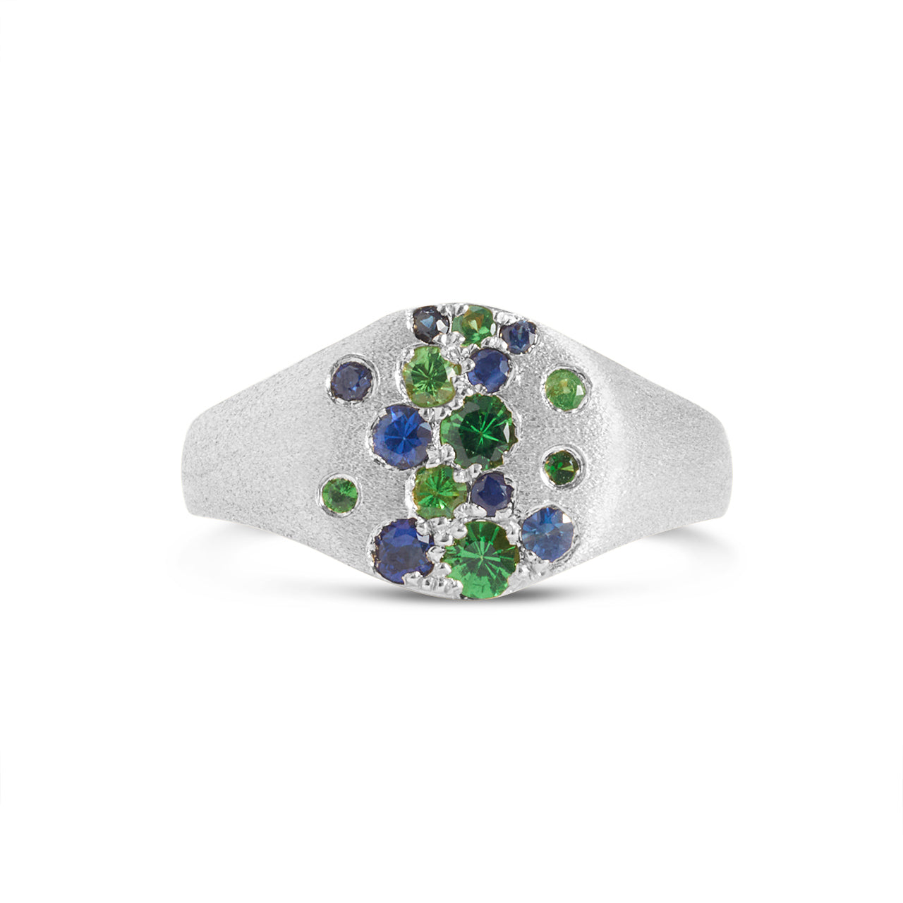 Sapphire & Tsavorite Confetti Signet Ring
