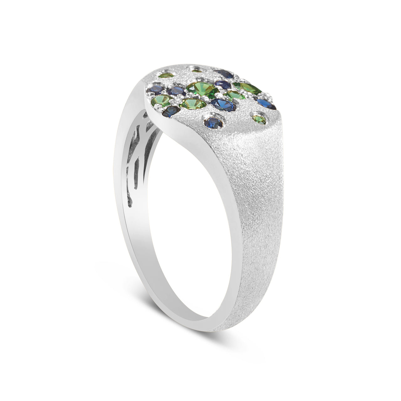 Sapphire & Tsavorite Confetti Signet Ring