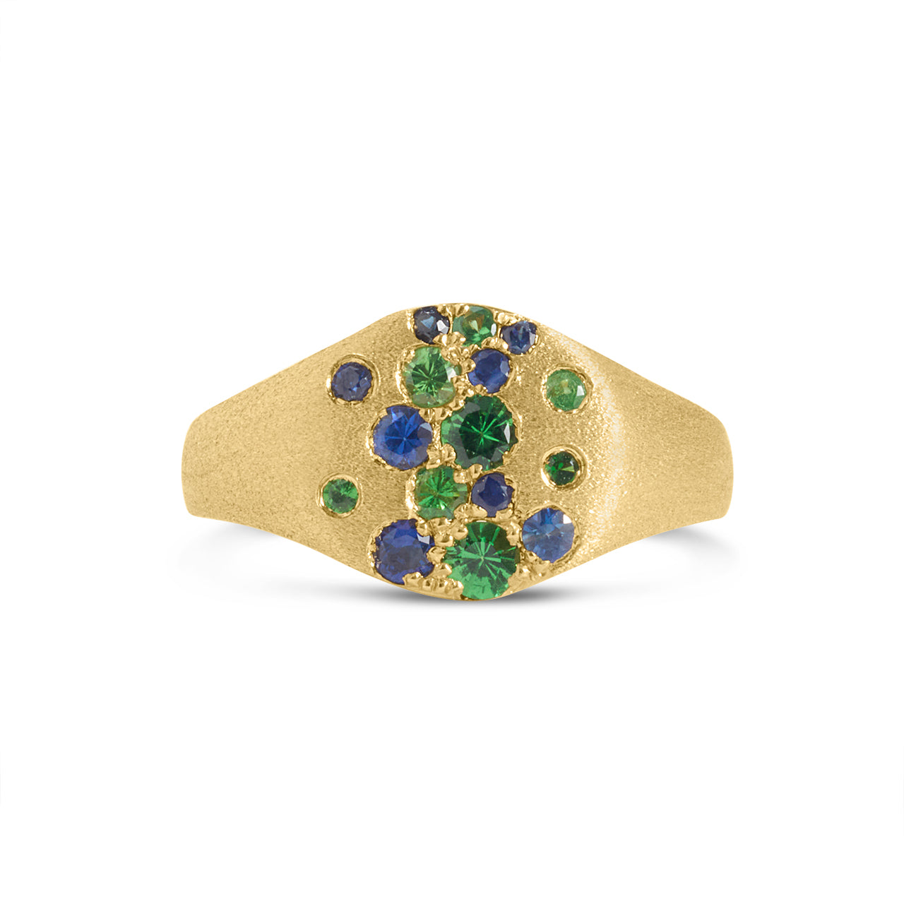 Sapphire & Tsavorite Confetti Signet Ring