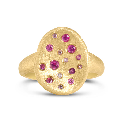 Pink Sapphire & Ruby Scatter Artisan Ring