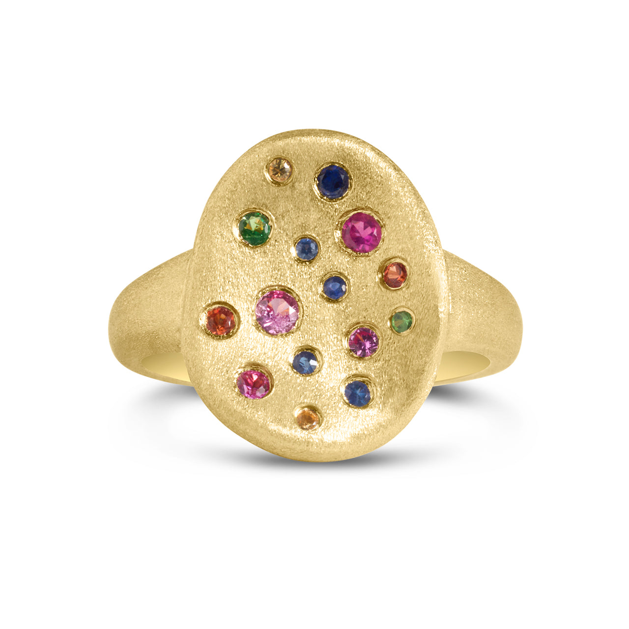 Rainbow Sapphire Scatter Artisan Ring