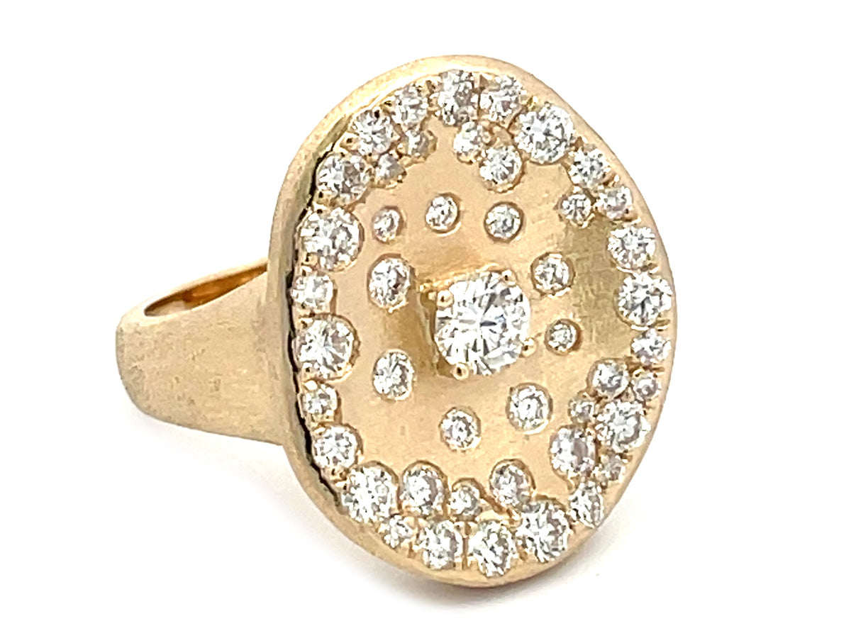 Diamond Rounds Flush Scattered Cluster Ring, Satin Finish
