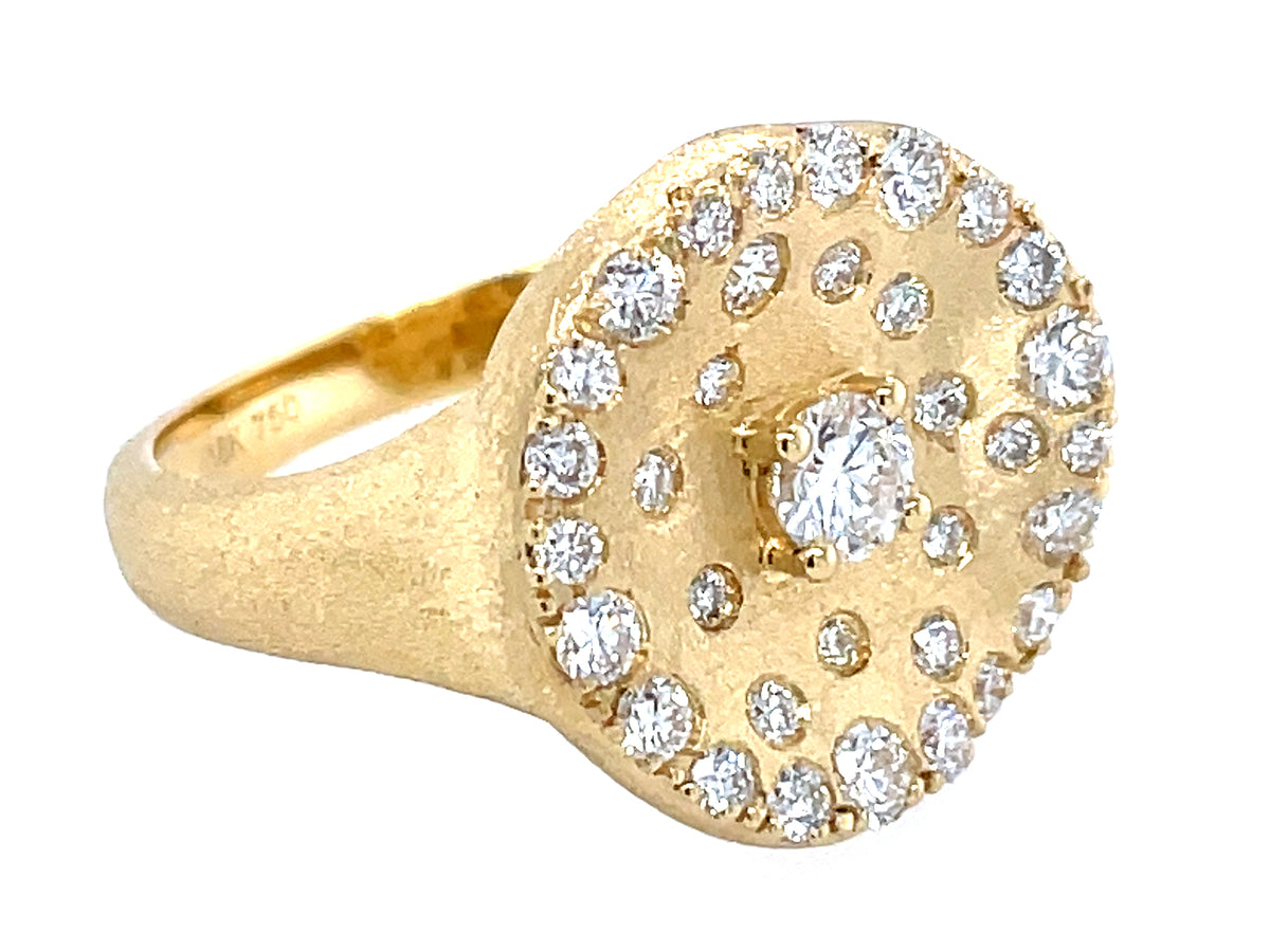 DIAMOND FREEFORM DISC RING, 15.5MM, SATIN FINISH