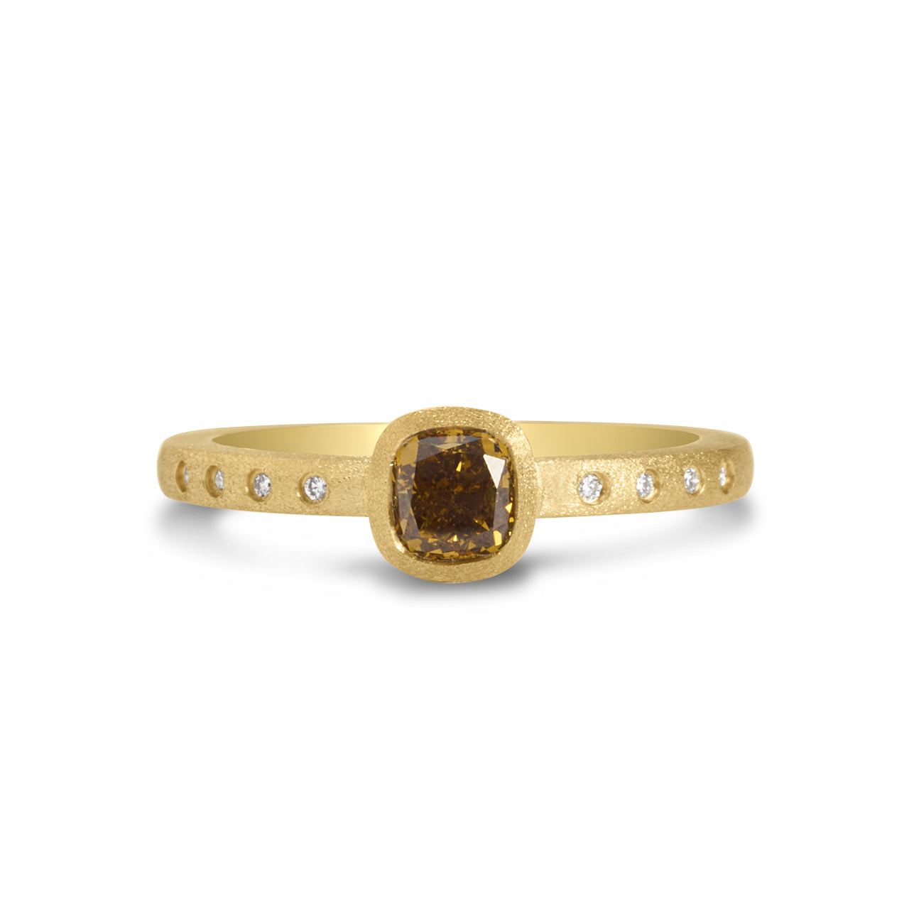 Fancy Diamond Cushion Bezel Ring