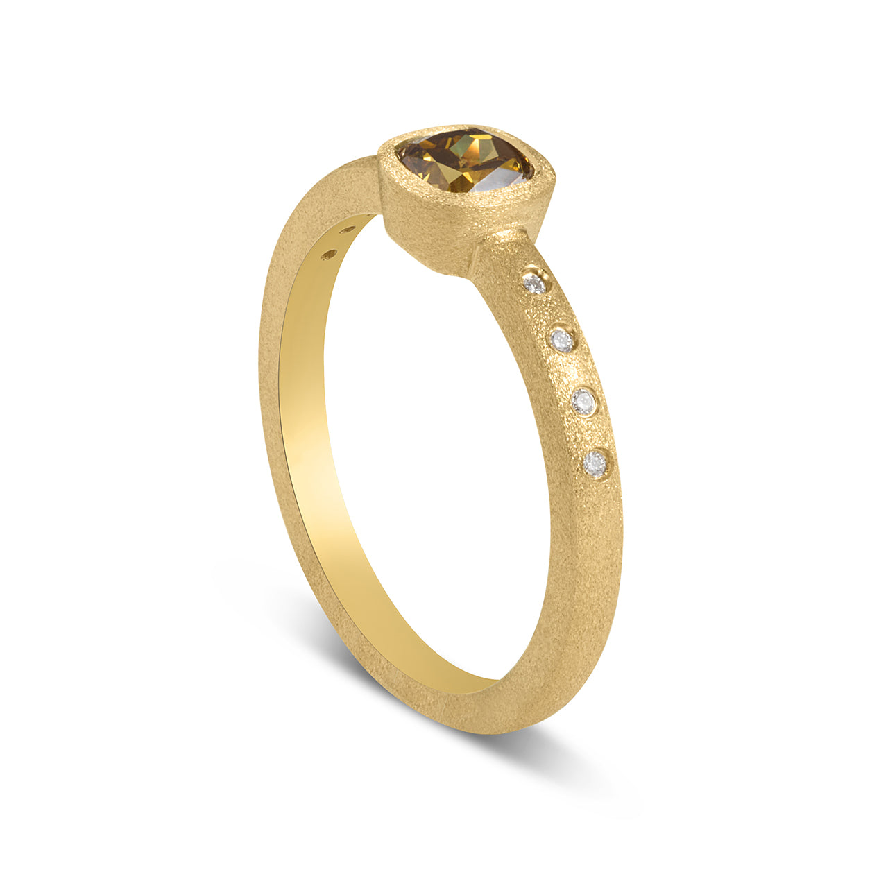 Fancy Diamond Cushion Bezel Ring