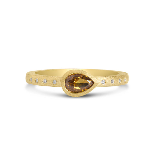 Fancy Diamond Pear Bezel Ring