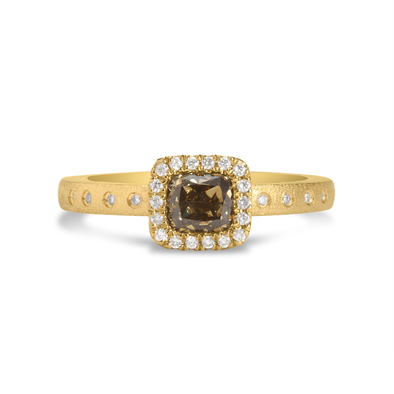 Fancy Diamond Cushion Halo Ring