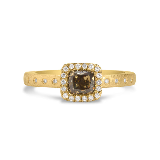 Fancy Diamond Cushion Halo Ring