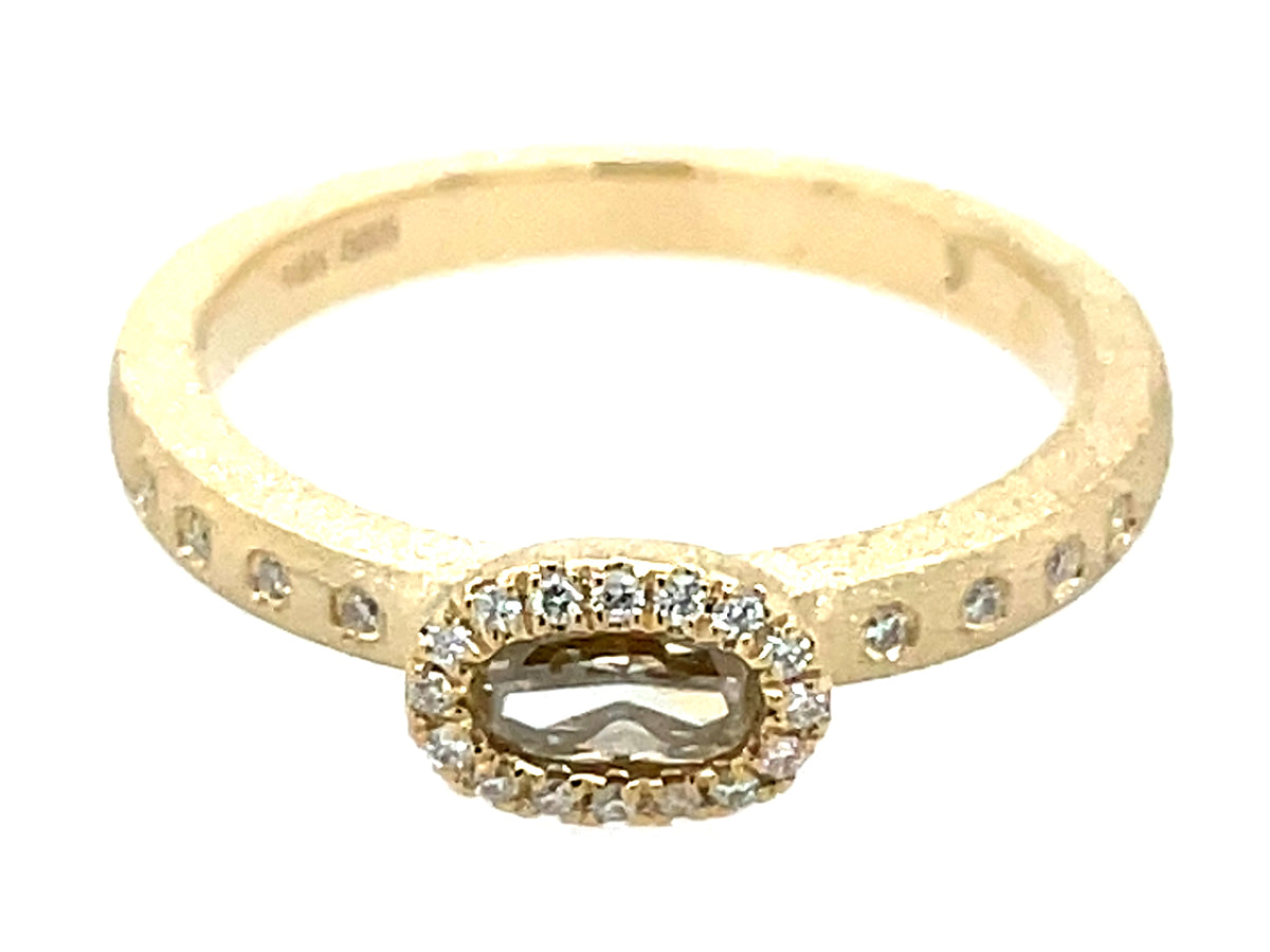 Natural Fancy Diamond Oval Diamond Halo Ring, Satin Finish