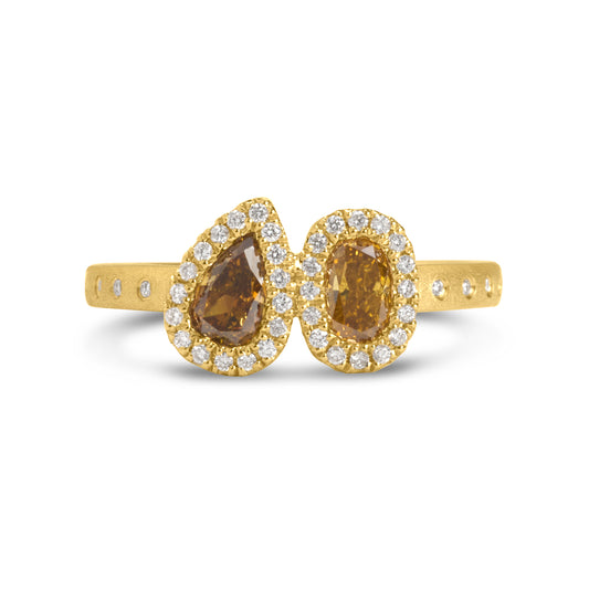 Fancy Diamond Toi et Moi Halo Ring