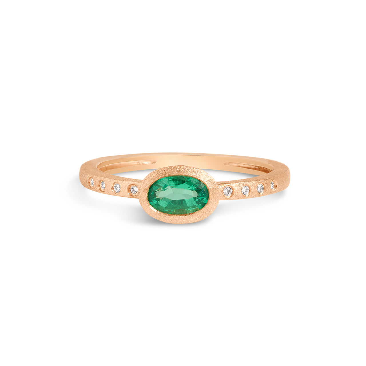 Emerald & Diamond Bezel Ring
