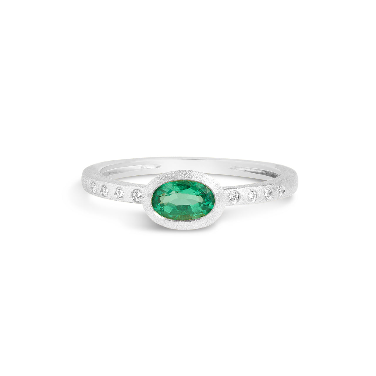 Emerald & Diamond Bezel Ring