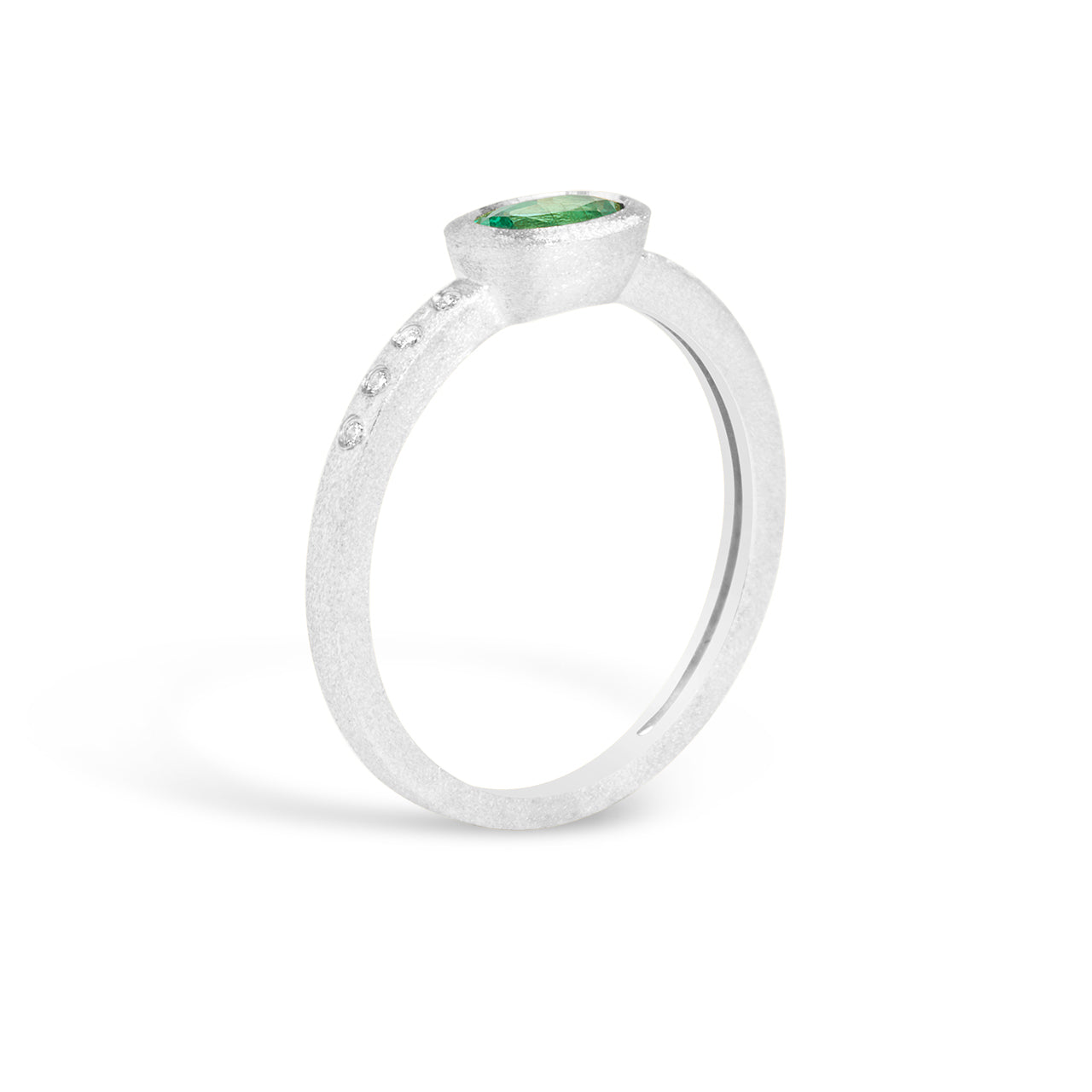 Emerald & Diamond Bezel Ring
