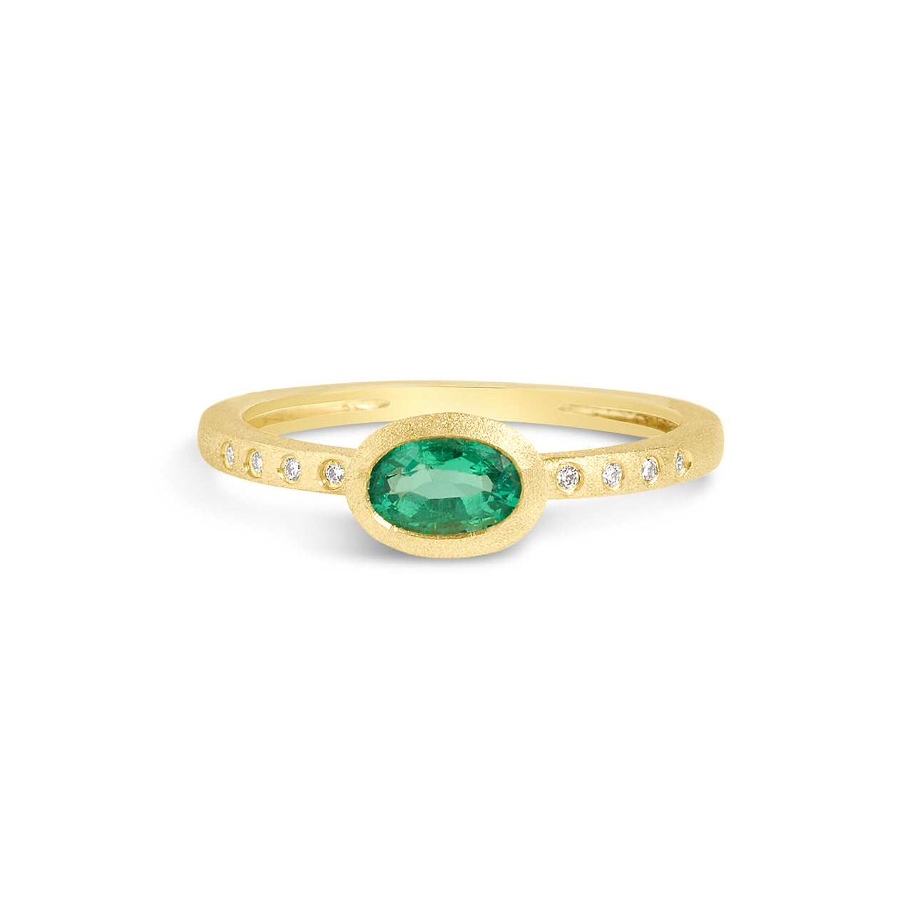 Emerald & Diamond Bezel Ring