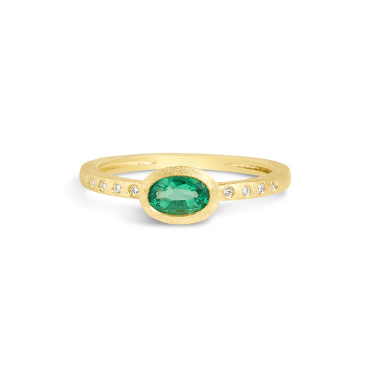 Emerald & Diamond Bezel Ring