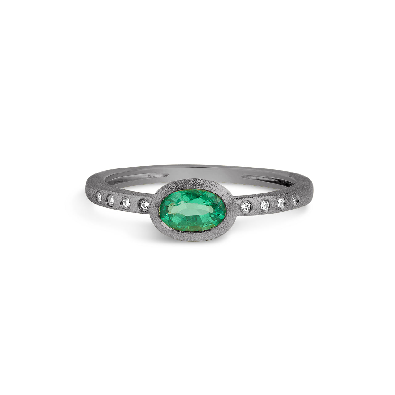 Emerald & Diamond Bezel Ring