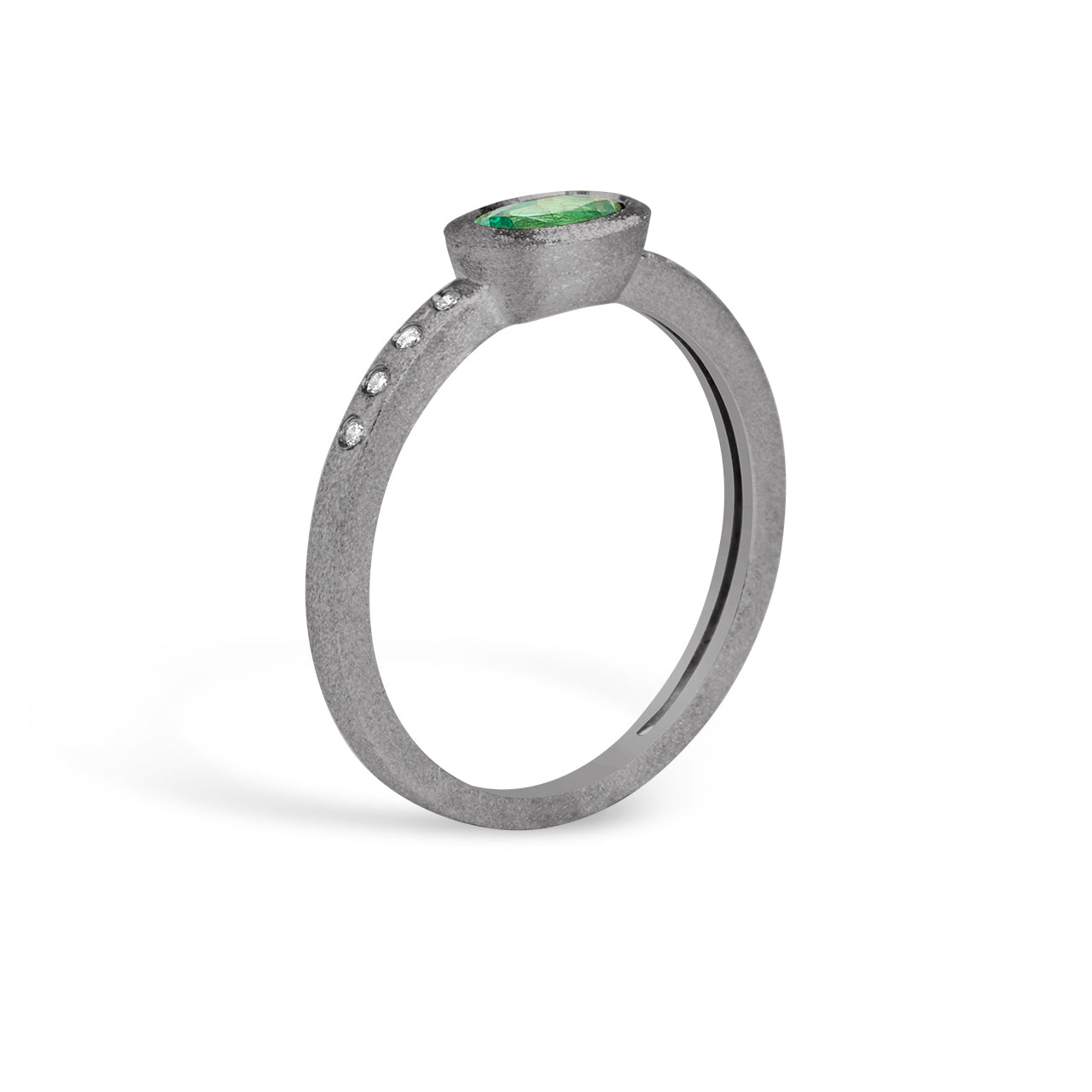 Emerald & Diamond Bezel Ring