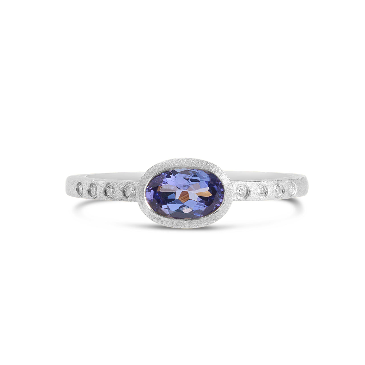 Tanzanite & Diamond Bezel Ring