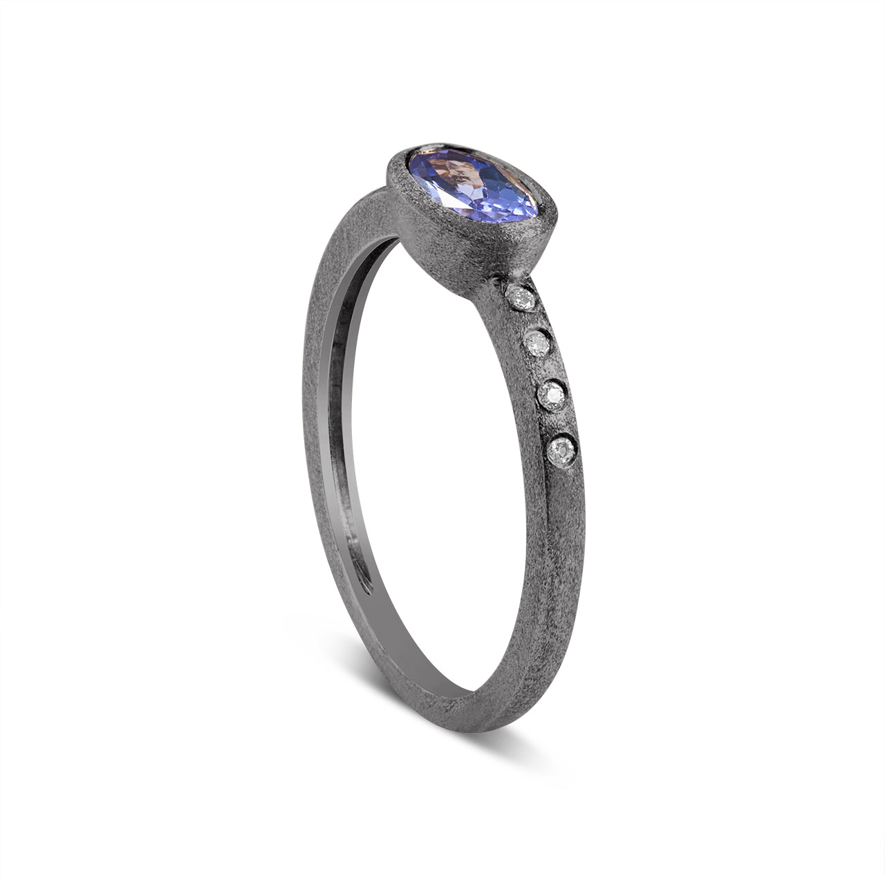 Tanzanite & Diamond Bezel Ring