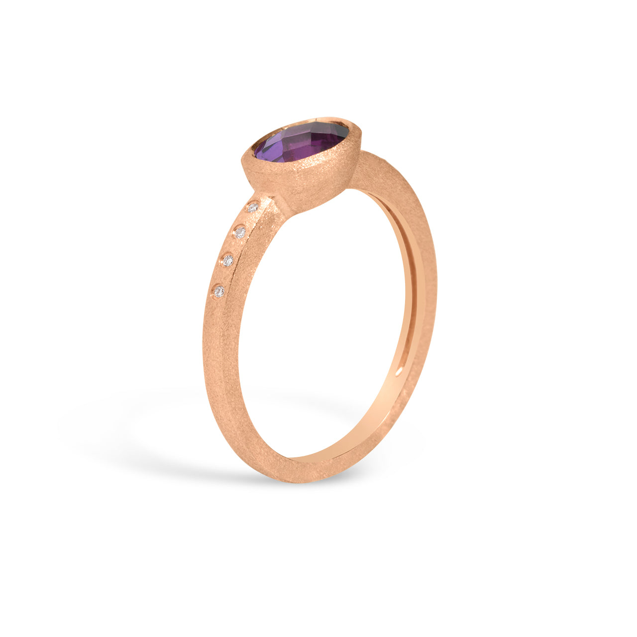 Amethyst & Diamond Bezel Ring