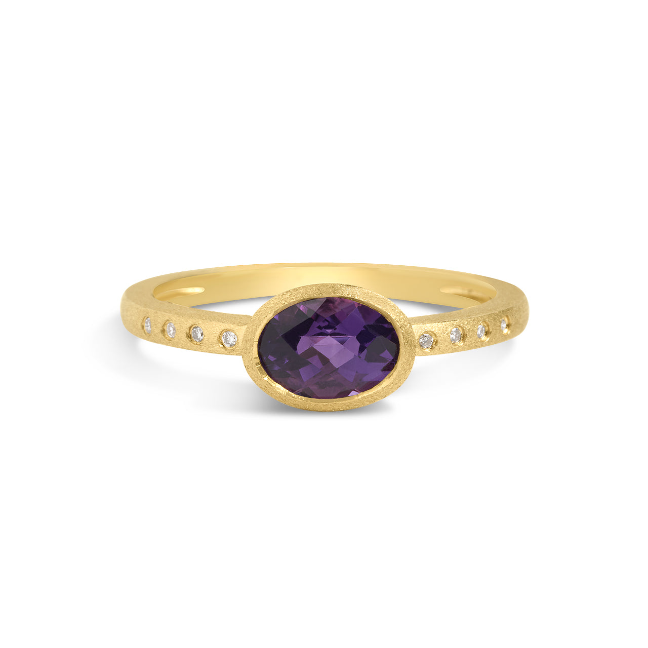 Amethyst & Diamond Bezel Ring