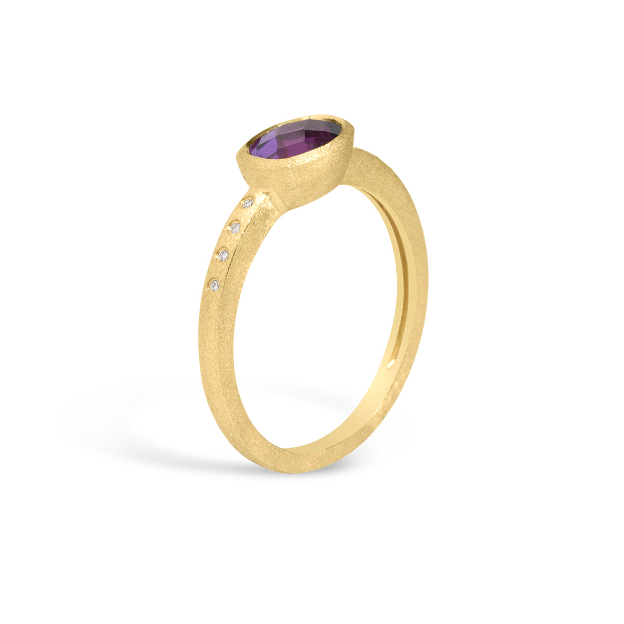 Amethyst & Diamond Bezel Ring