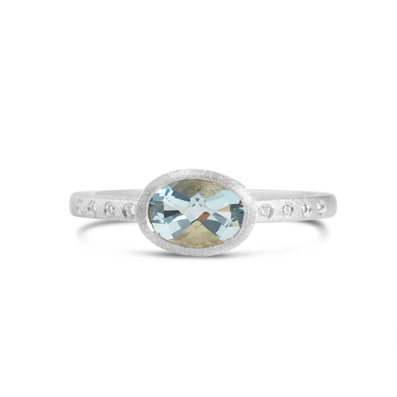 Aquamarine & Diamond Bezel Ring