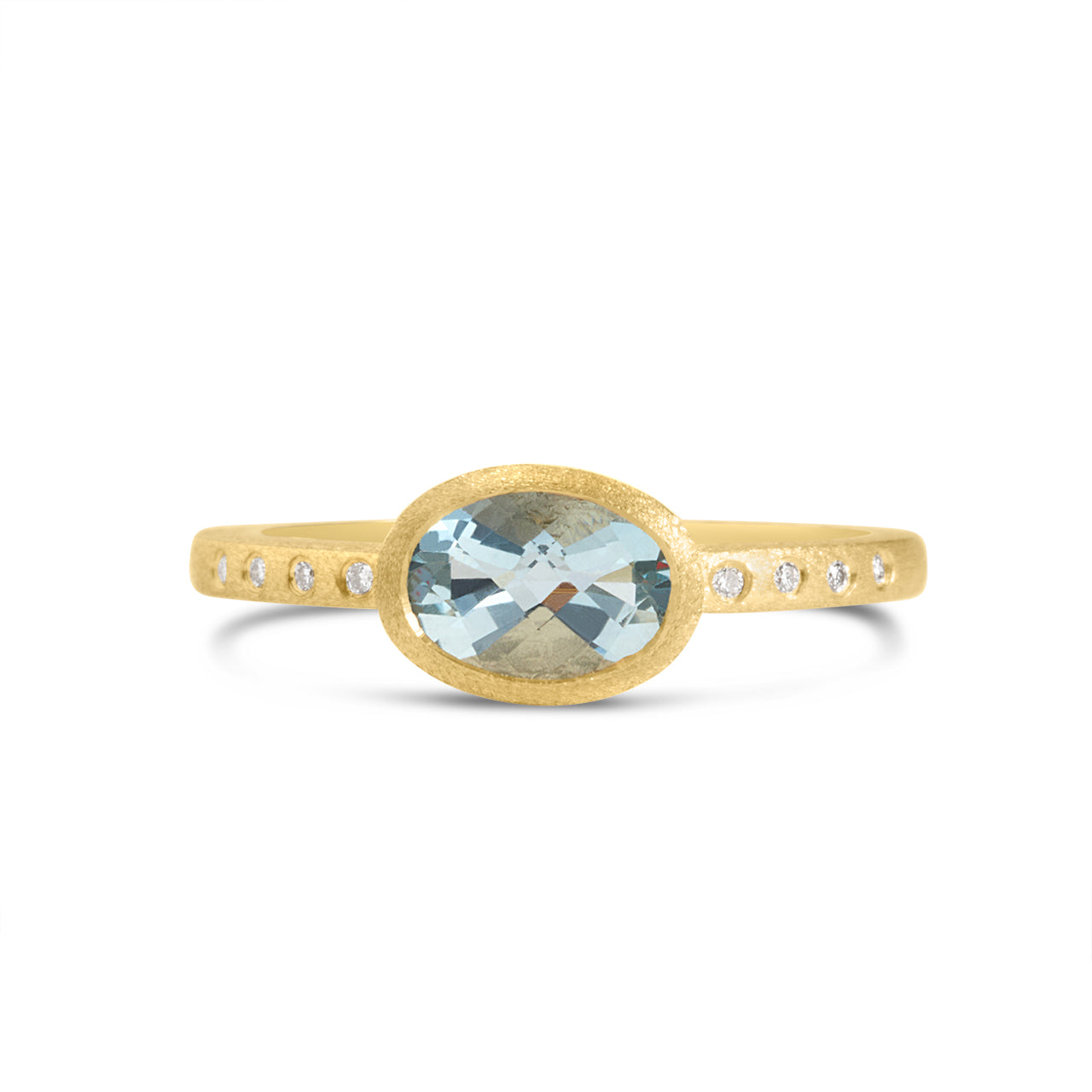Aquamarine & Diamond Bezel Ring