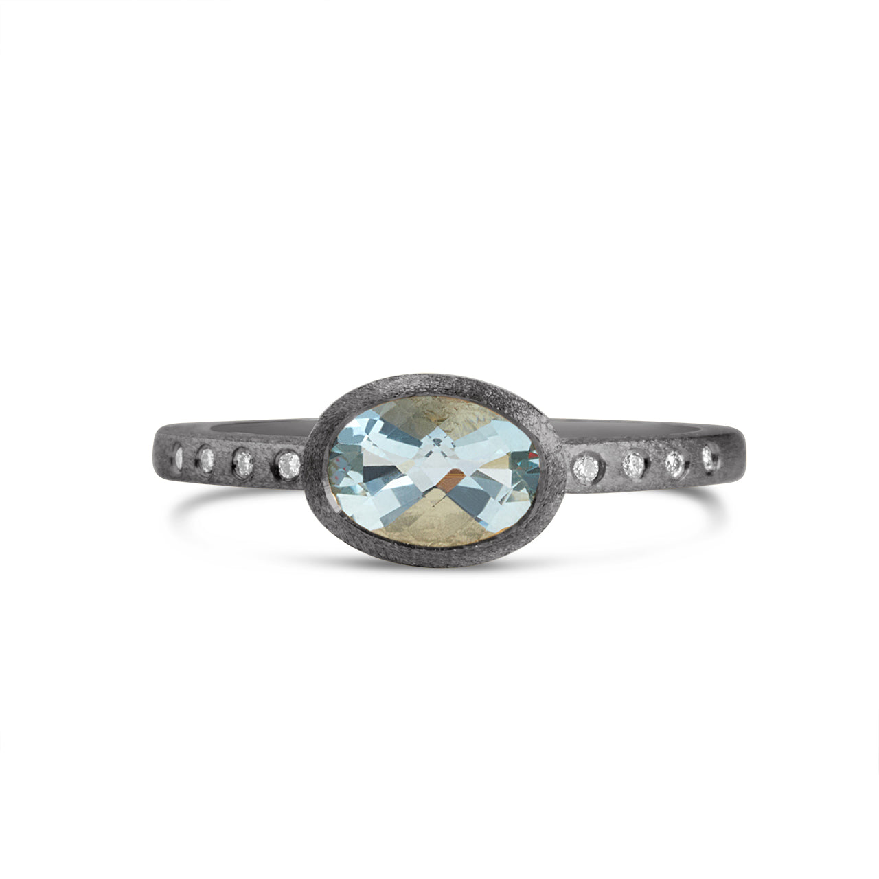 Aquamarine & Diamond Bezel Ring