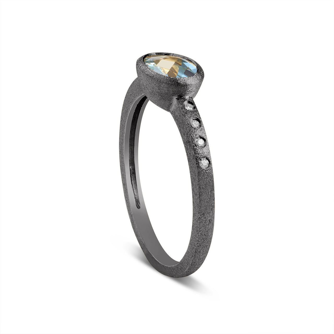 Aquamarine & Diamond Bezel Ring