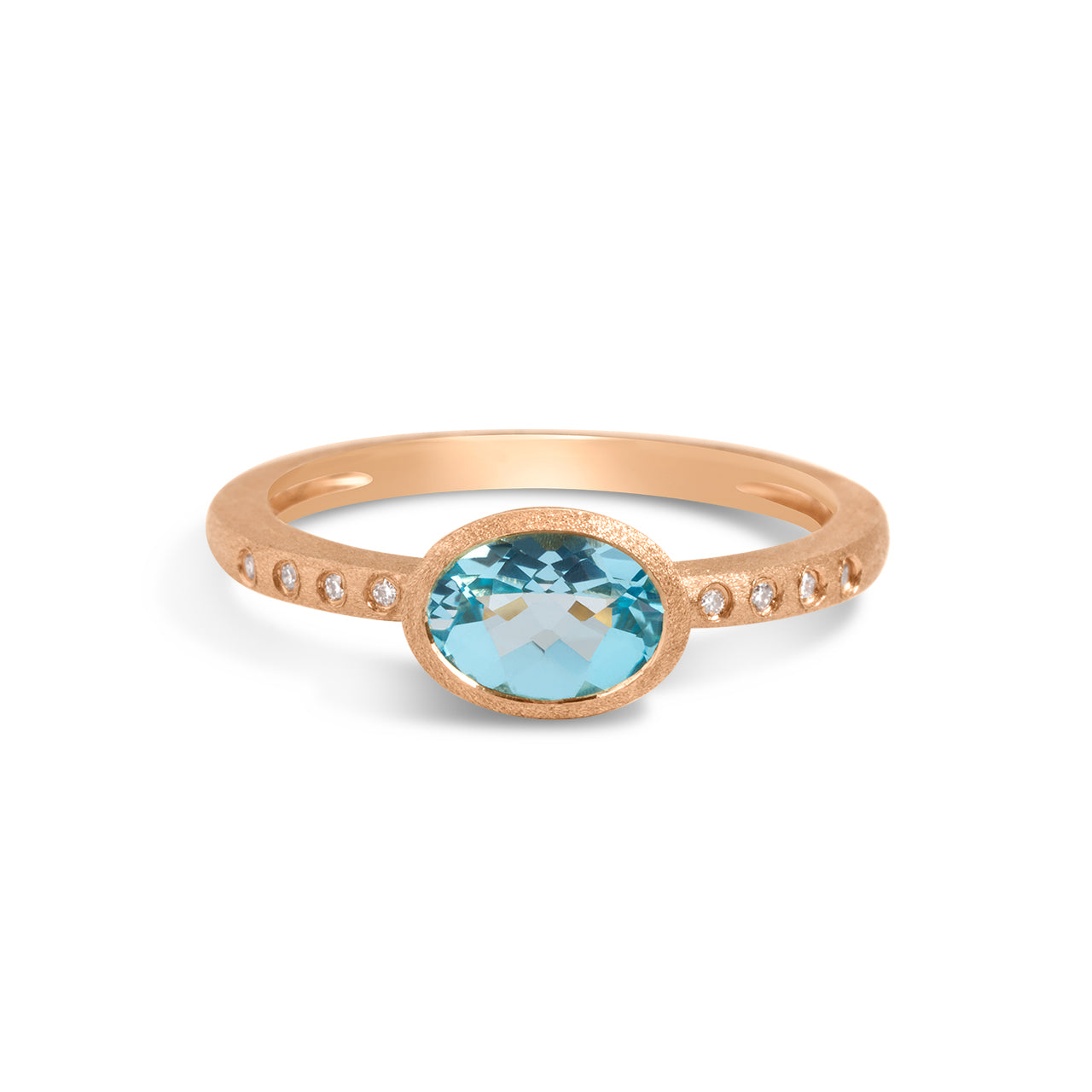 Blue Topaz & Diamond Bezel Ring