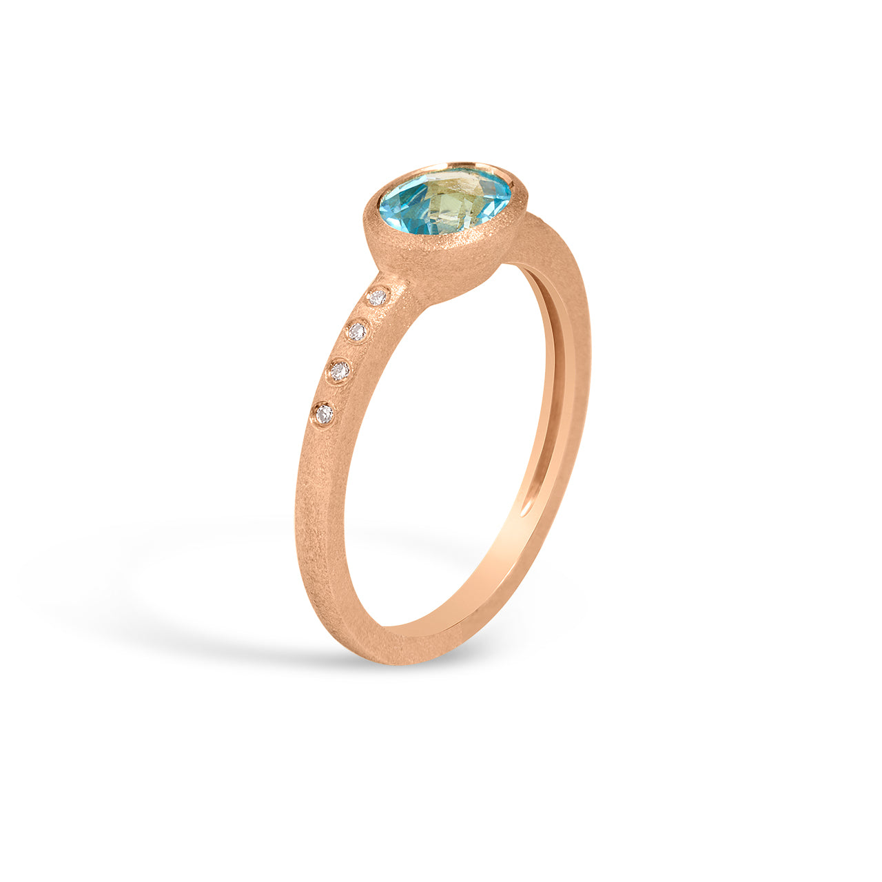 Blue Topaz & Diamond Bezel Ring