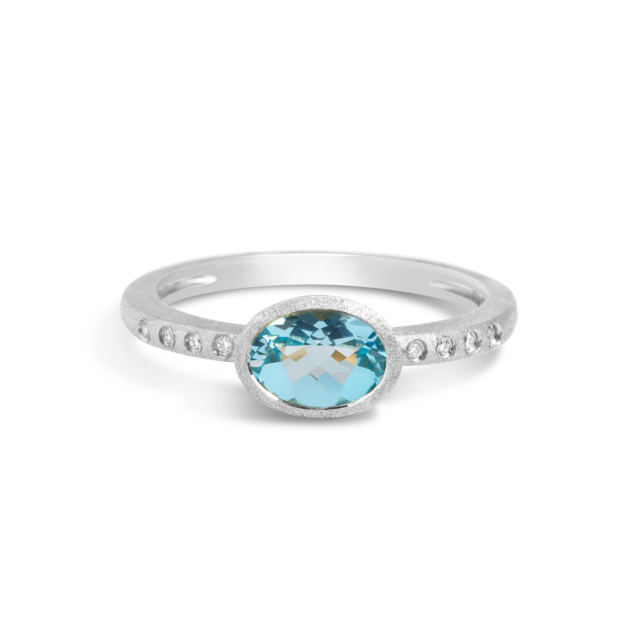 Blue Topaz & Diamond Bezel Ring