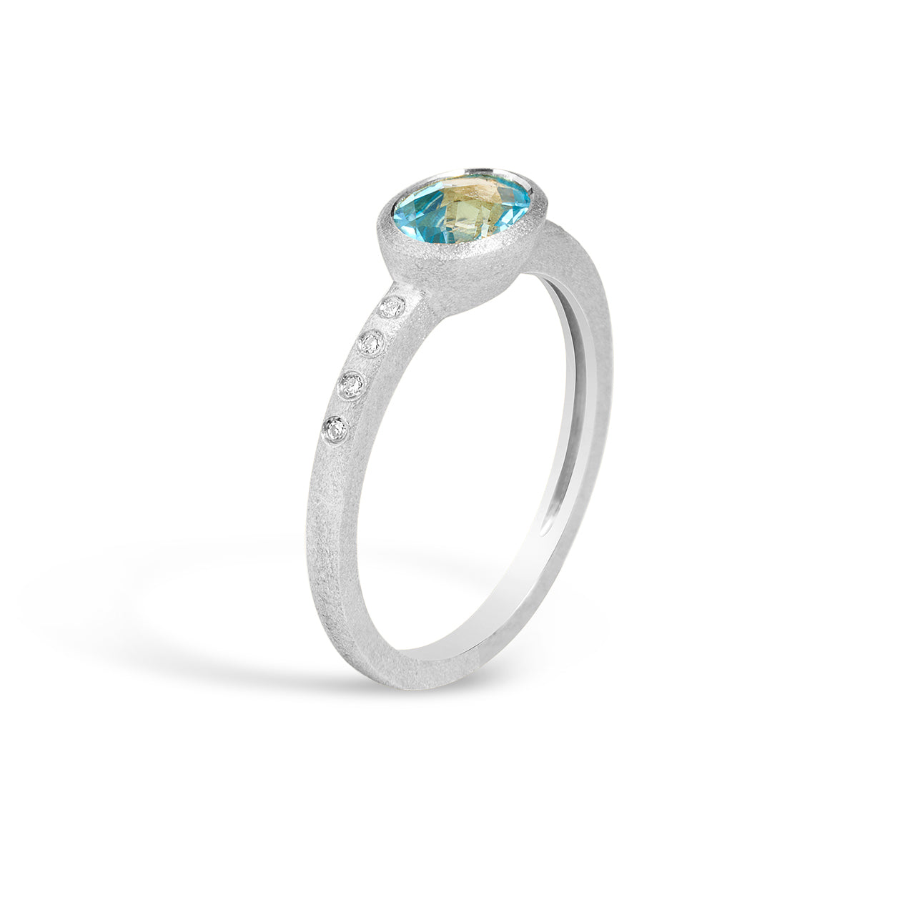 Blue Topaz & Diamond Bezel Ring
