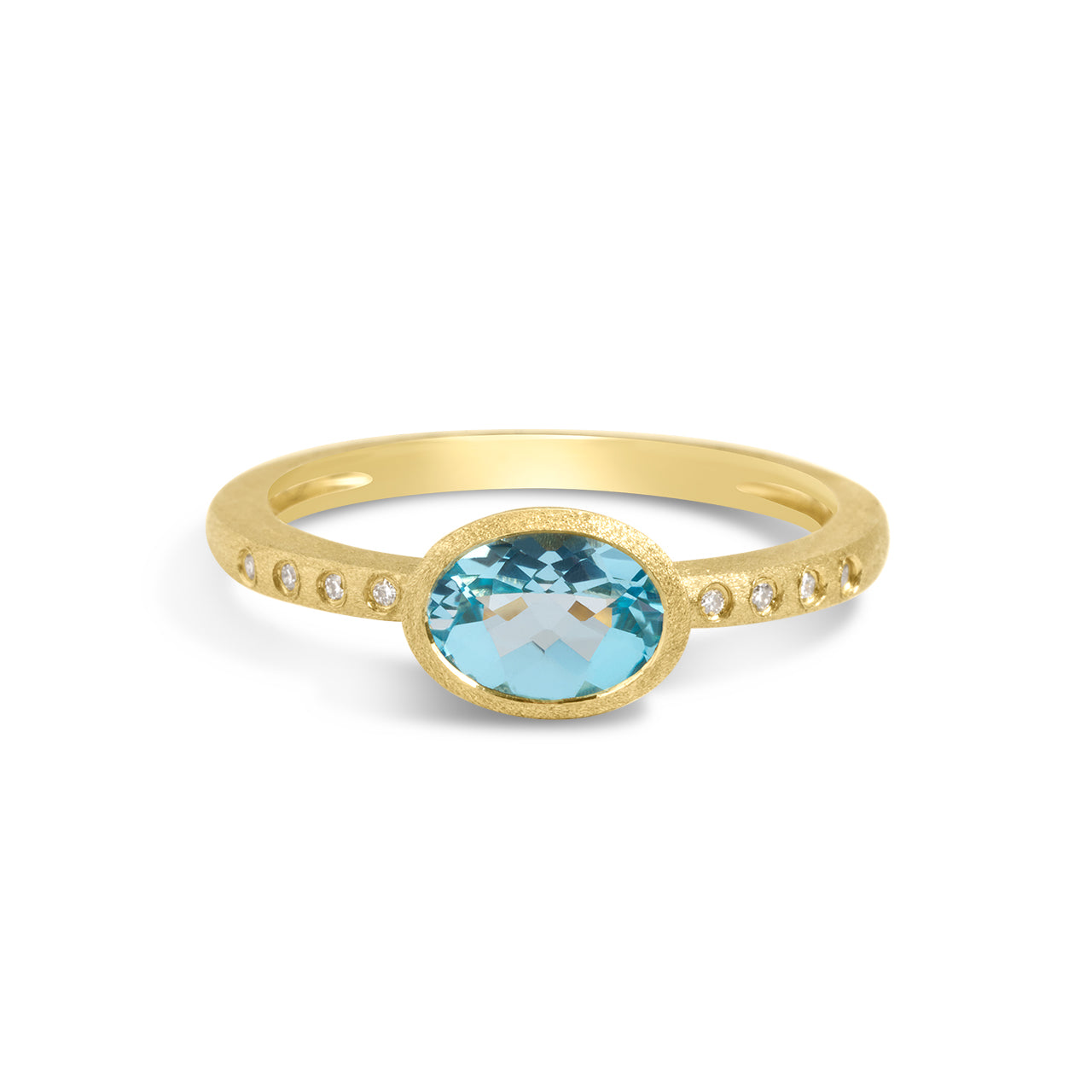 Blue Topaz & Diamond Bezel Ring