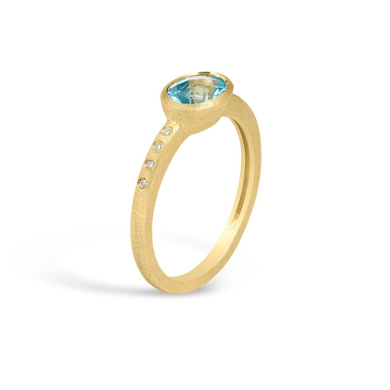 Blue Topaz & Diamond Bezel Ring