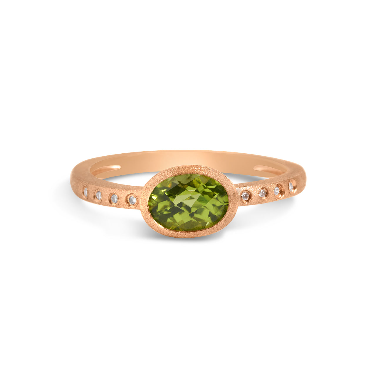 Peridot & Diamond Bezel Ring