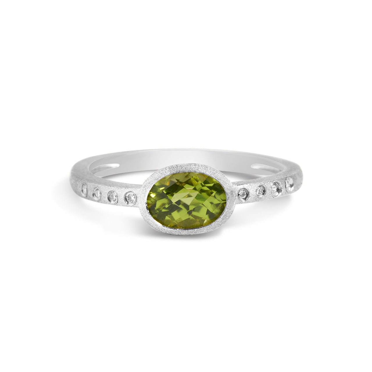 Peridot & Diamond Bezel Ring