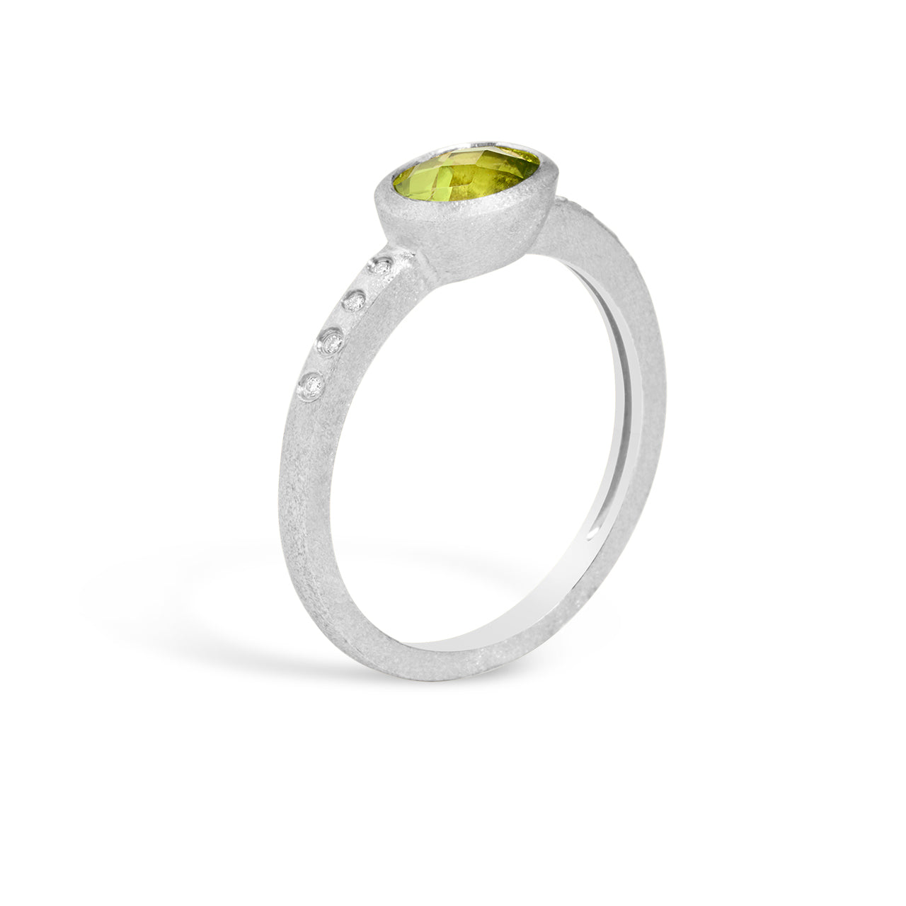 Peridot & Diamond Bezel Ring
